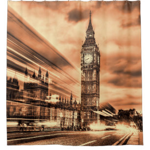 Der Big Ben im Retro-Stil in London Duschvorhang
