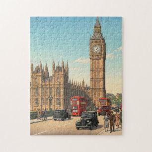 Der Big Ben Uhrturm Japanischer Holzschnitt Puzzle
