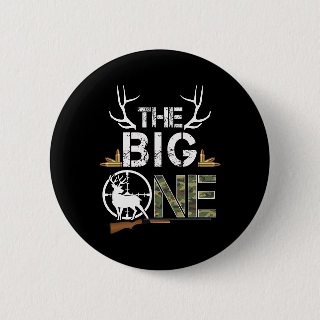 Der Big One Birthday Boy Deer Hunter Camouflage 1s Button (Vorderseite)
