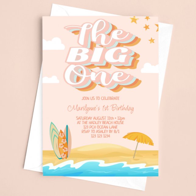 Der Big One Ocean Beach zum 1. Geburtstag Einladung (Von Creator hochgeladen)