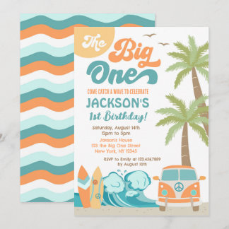 Der Big One Surf Beach zum 1. Geburtstag Einladung