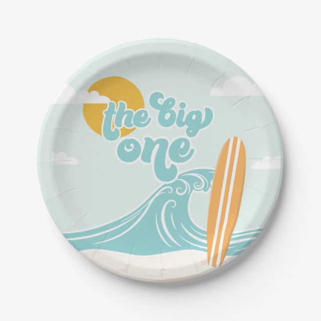 Der Big One Surf Beach zum 1. Geburtstag Pappteller (Vorderseite)