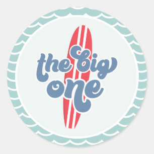 Der Big One Surf Beach zum 1. Geburtstag Runder Aufkleber