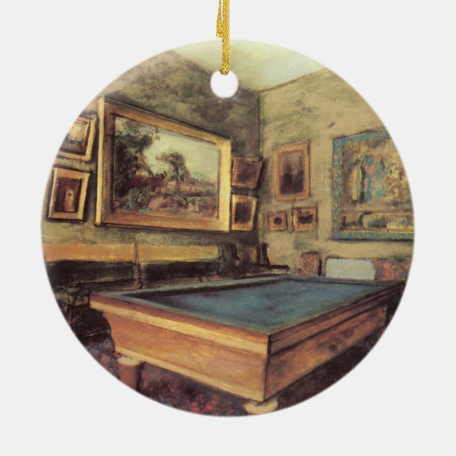 Der Billiardsaal in Menil Hubert von Edgar Degas Keramik Ornament (Hinten)
