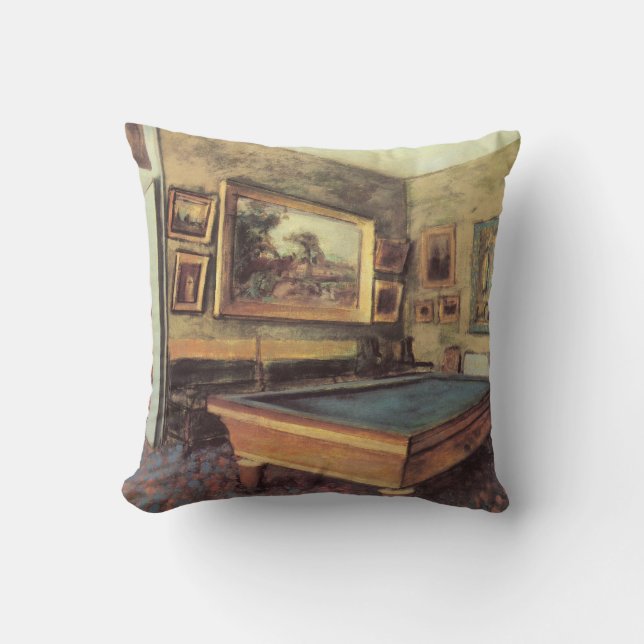 Der Billiardsaal in Menil Hubert von Edgar Degas Kissen (Vorderseite)