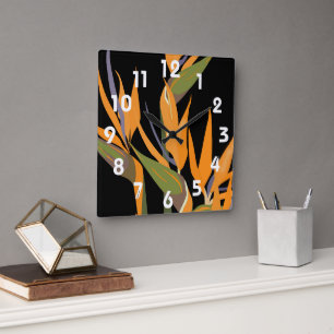 Der Bird of Paradise Wall Clock Quadratische Wanduhr