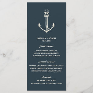Der blaue Anker Nautical Wedding Menu Menükarte