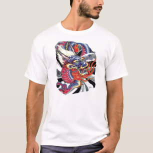 Der blaue Drache - japanisches Tattoo-Design T-Shirt