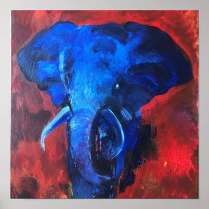 Der blaue Elefant, das Bild von Ganesha, der Happ  Poster