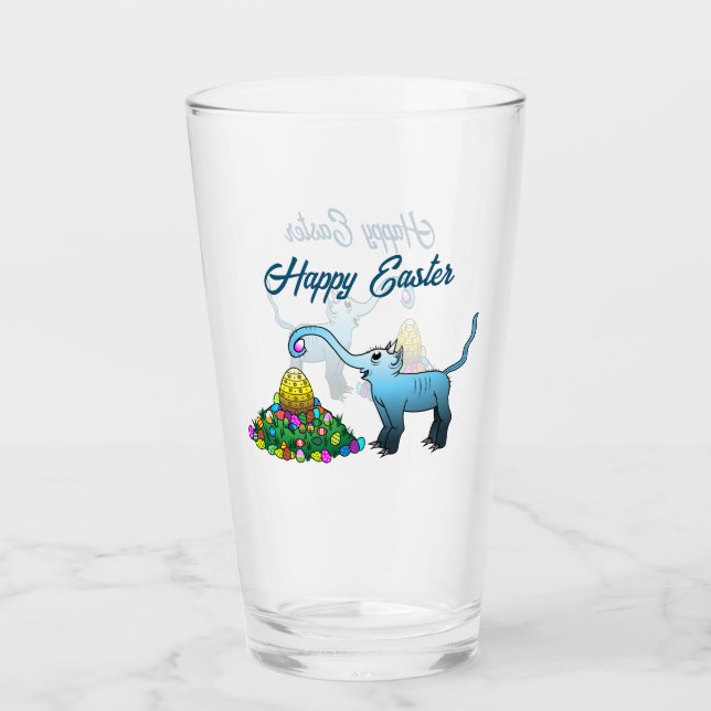 Der blaue Elefant sammelt Ostereier Glas (Vorderseite)