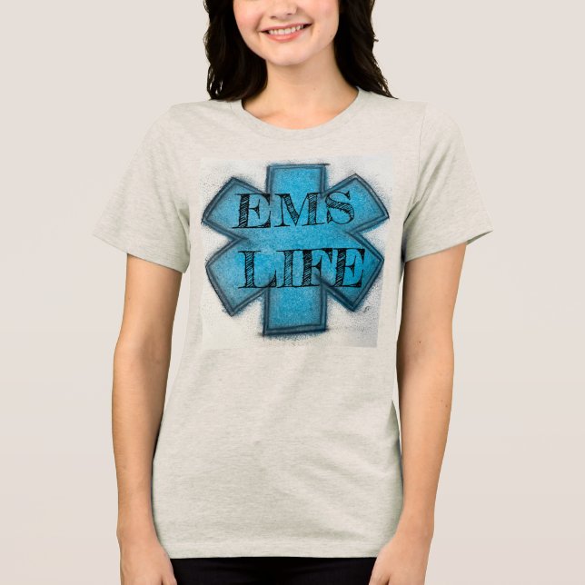 Der blaue EMS Life Star des Lebens Tri-Blend Shirt (Vorderseite)