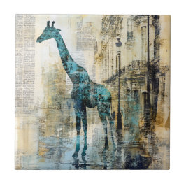 Der Blaue Giraffe in Paris Keramikfliese