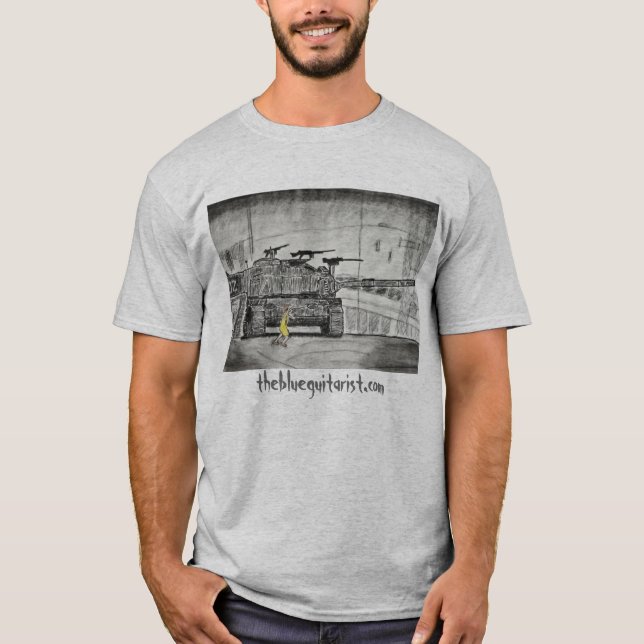 Der blaue Gitarrist-"David- u. Goliath" T - Shirt (Vorderseite)