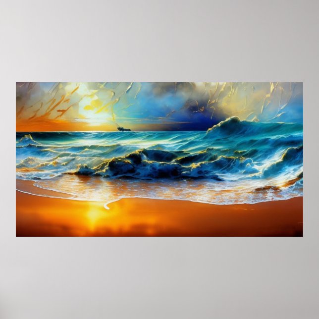 Der blaue goldene Himmel ist schön und modern Poster (Vorne)