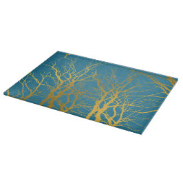 Der blaue Hintergrund der Zweige des Golden Trees Schneidebrett