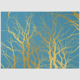 Der blaue Hintergrund der Zweige des Golden Trees Seidenpapier
