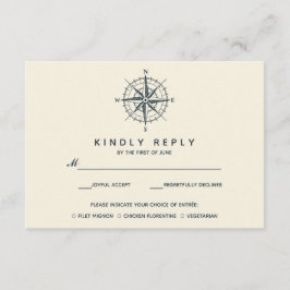 Der blaue Kompass | Hochzeitsrabatt mit Essenswahl RSVP Karte