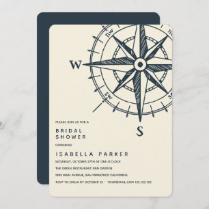 Der blaue Kompass   Hochzeitsstift Brautparty Einladung