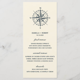 Der blaue Kompass   Nautical Wedding Menu Menükarte