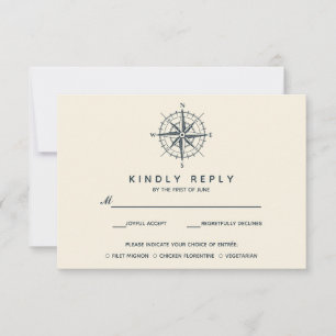 Der blaue Kompass   RSVP-Hochzeitessen wählen V1 RSVP Karte