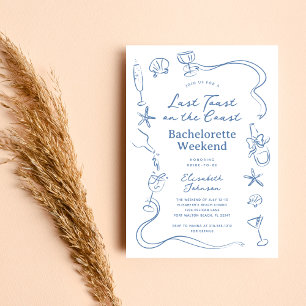 Der blaue letzte Toast am Coast Bachelorette Weeke Einladung