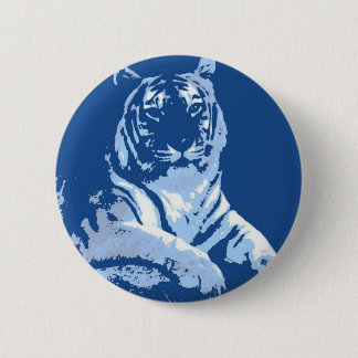 Der blaue Pop Art Tiger Button