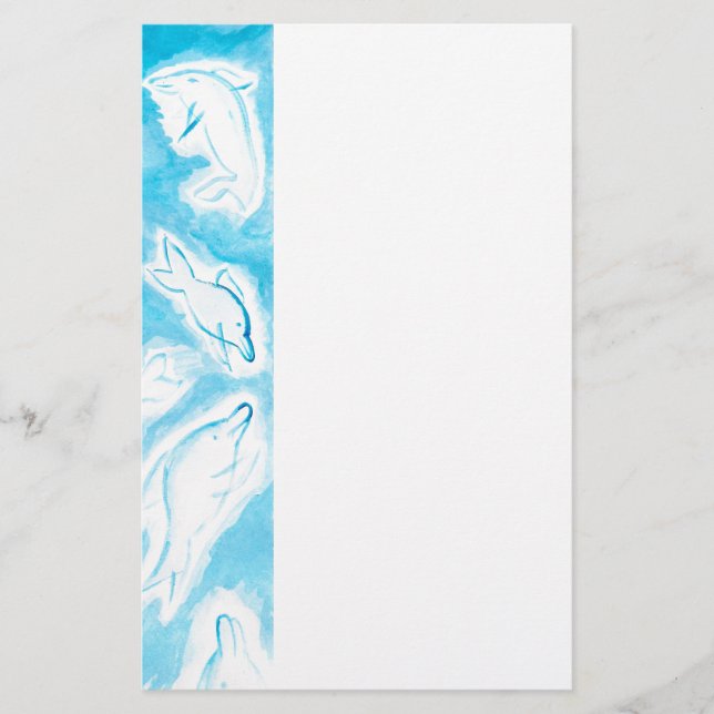 Der blaue Spaß der glücklichen Delphine, der durch Briefpapier (Vorderseite)