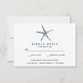 Der blaue Starfish | Hochzeitsrabatt mit Essenswah RSVP Karte