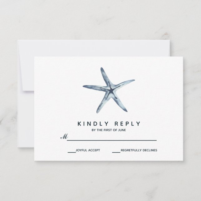 Der blaue Starfish | HochzeitsrSVP RSVP Karte (Vorderseite)