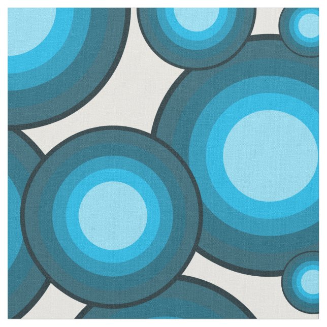 Der blaue Styling-Kreis der 70er Jahre Stoff (Nahaufnahme)