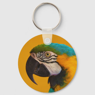 Der blaue und gelbe Ara Arauna Parrot Bird Schlüsselanhänger