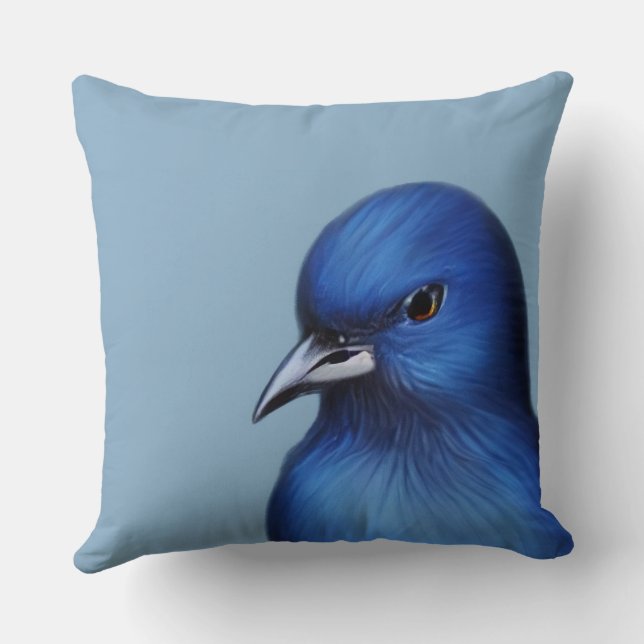 Der blaue Vogel Kissen (Rückseite)