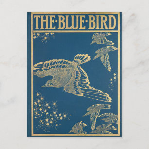 Der blaue Vogel - Vintages Buchcover Postkarte