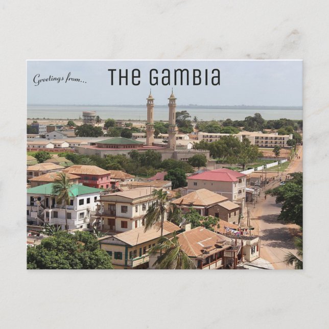 Der Blick auf Banjul und Gambia Postkarte (Vorderseite)