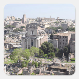 Der Blick auf das Forum von Rom auf die Franzosen Quadratischer Aufkleber