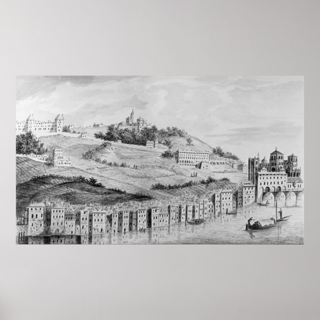 Der Blick auf den Hafen der Stadt Lyon Poster (Vorne)