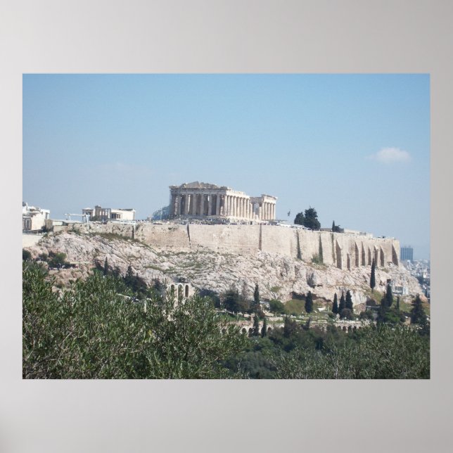 Der Blick auf die Akropolis vom Hügel Filopappou Poster (Vorne)