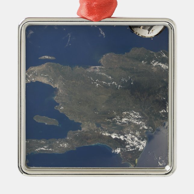 Der Blick auf die karibische Insel Hispaniola Silbernes Ornament (Vorne)