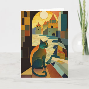 Der Blick der Katze: Kubistische Romantik in Norda Dankeskarte