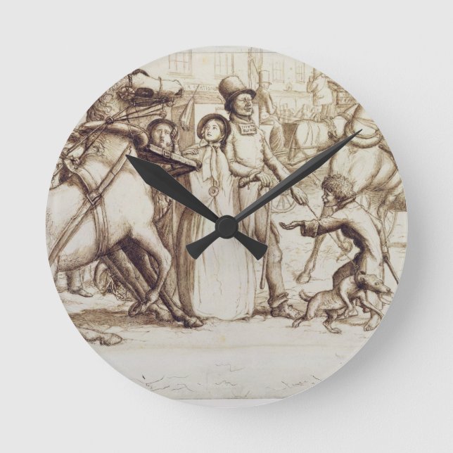 Der Blinde Mann, 1853 (Stift, Tinte, Waschwasser u Runde Wanduhr (Vorderseite)