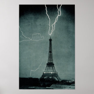 Der Blitz am Eiffelturm, Paris Frankreich Poster