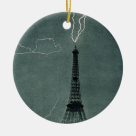 Der Blitz trifft auf den Eiffelturm Keramik Ornament