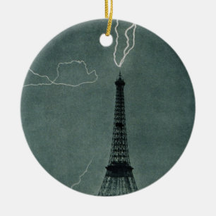 Der Blitz trifft auf den Eiffelturm Keramik Ornament