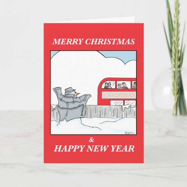 Der Blitzen-Schneemann Feiertagskarte (Vorderseite)