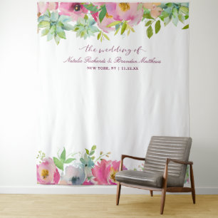 Der blühende Chic Floral Wedding Foto Booth Hinter Wandteppich