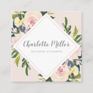 Der Blumen Frühling erröten Aquarell-Visitenkarte Quadratische Visitenkarte