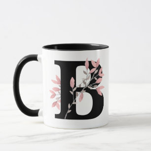 Der Blumen Monogramm-Single-Buchstabe w/Pink Tasse