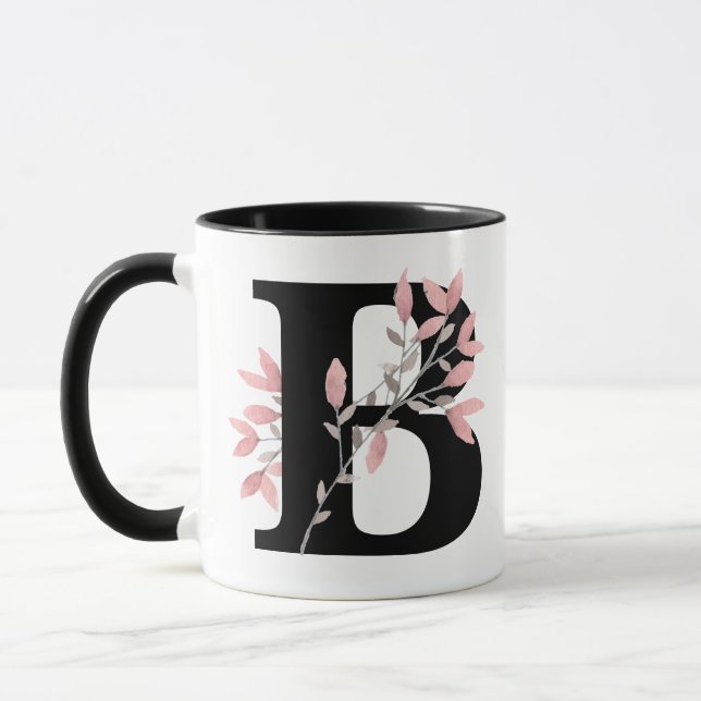 Der Blumen Monogramm-Single-Buchstabe w/Pink Tasse (Links)