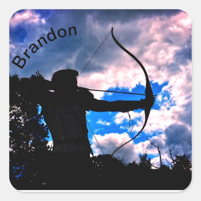 Der Bogenschütze Quadratischer Aufkleber (Vorderseite)