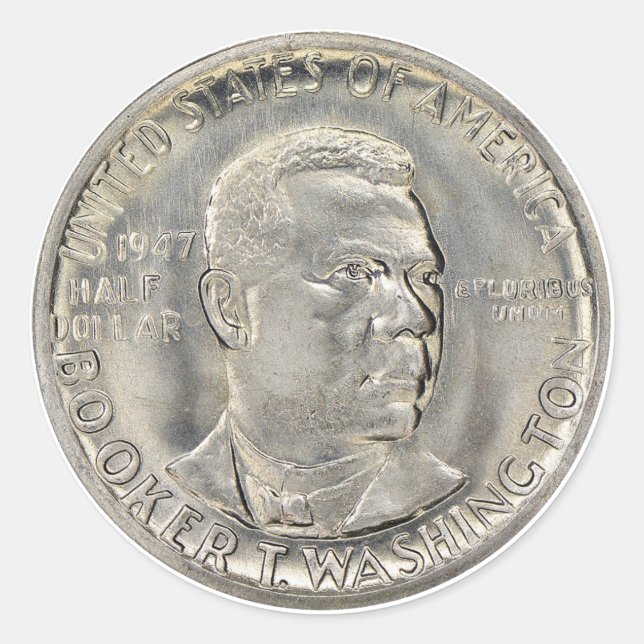 Der Booker T. Washington Memorial Halb Dollar Runder Aufkleber (Vorderseite)